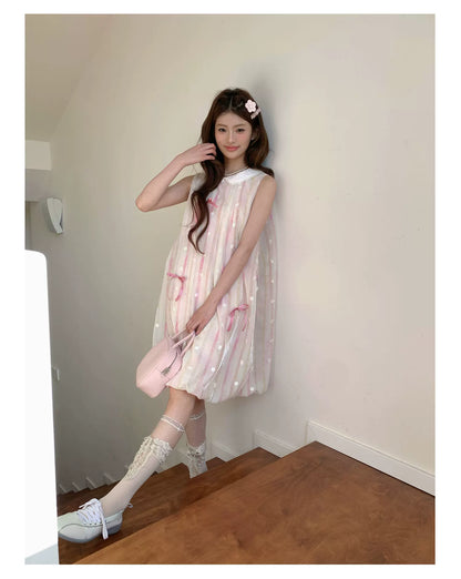 “Peach Soda Dream” Blush Pink Bubble Hem Dress