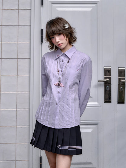 "Snow Lily Mist" Lavender Blouse & Skirt Set