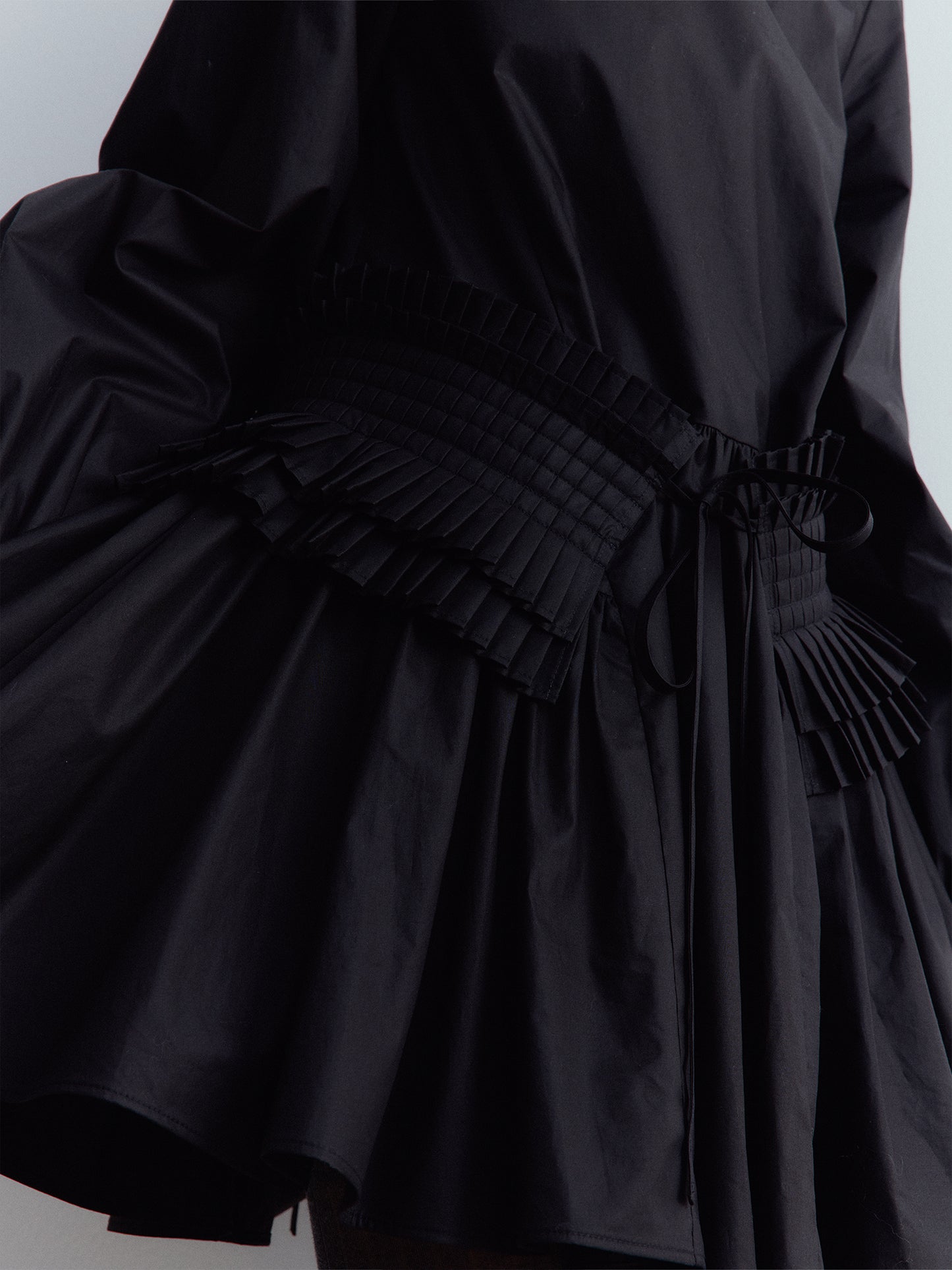 FUSSED Fragmented Dream Noir Pleated Cotton Doll Dress FOF-25SS159b