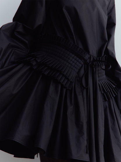 FUSSED Fragmented Dream Noir Pleated Cotton Doll Dress FOF-25SS159b