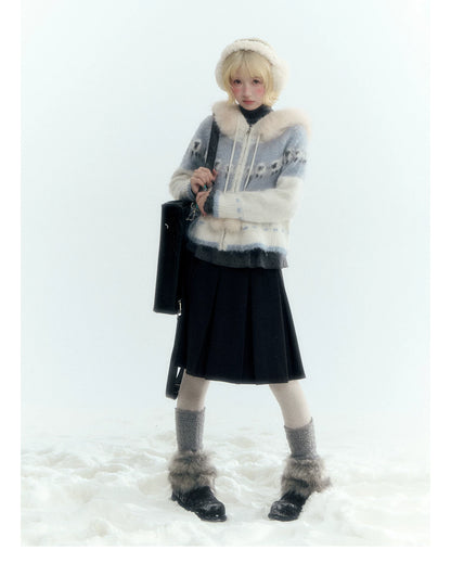 Horridale - Dark Gray Wool-Look A-Line Pleated Mini Skirt