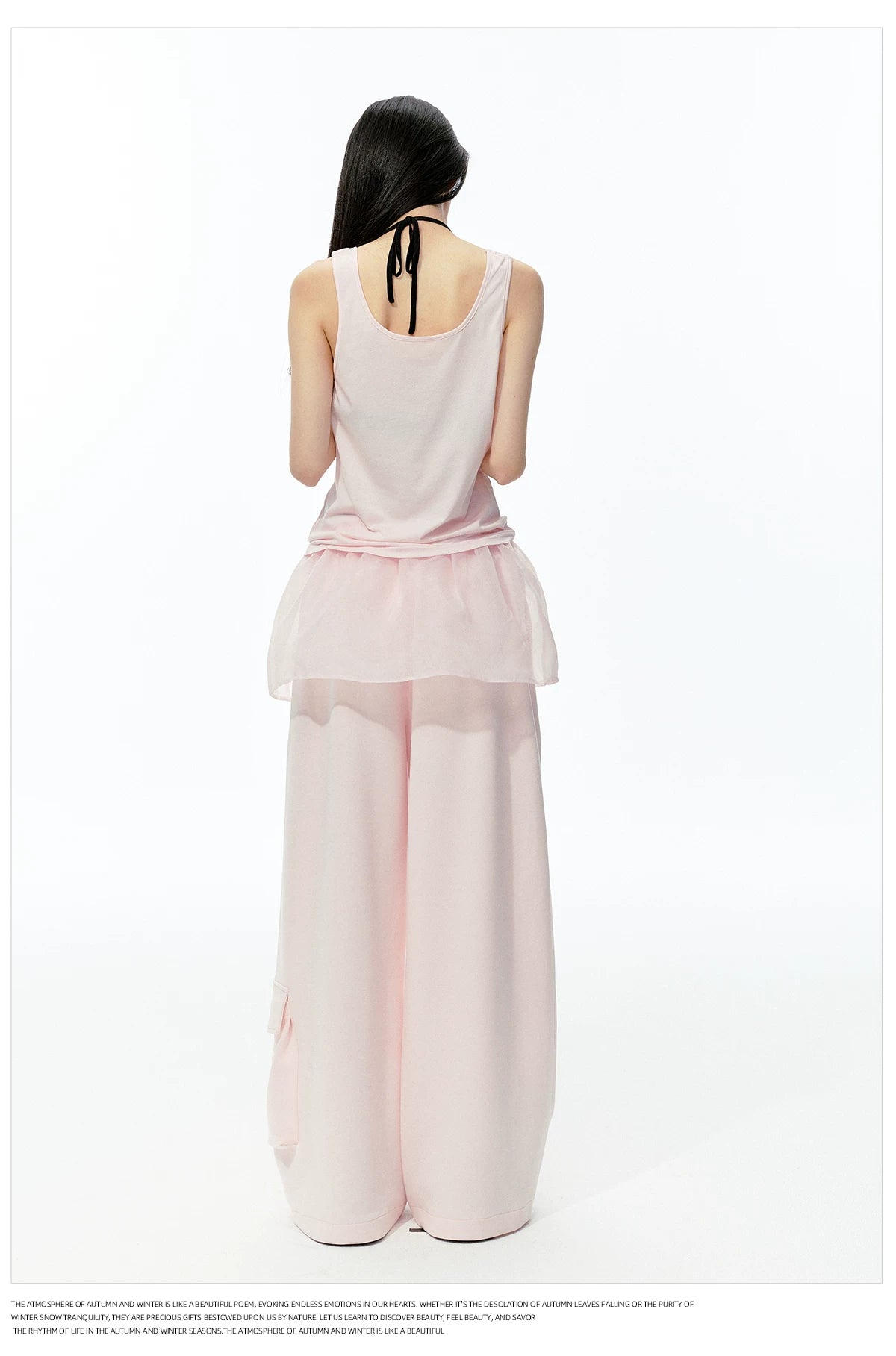JN's DESIGN - Pink Layered Tank Top & Tulle-Overlay Sweatpants Set