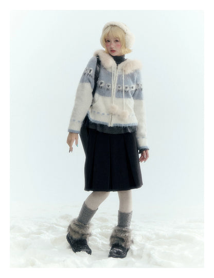 Horridale - Dark Gray Wool-Look A-Line Pleated Mini Skirt