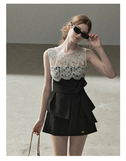 "The Quiet Strength" Black Iris Lace Sleeveless Crop Top