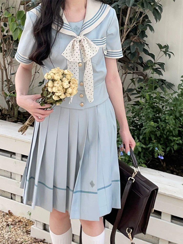 "Mint Whisper" Mint White Sailor Uniform Set