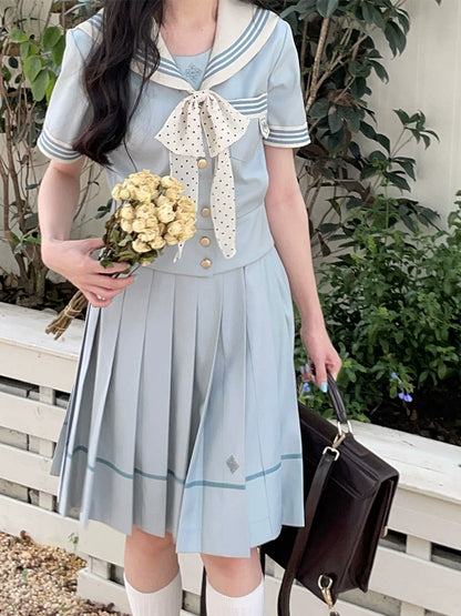 "Mint Whisper" Mint White Sailor Uniform Set