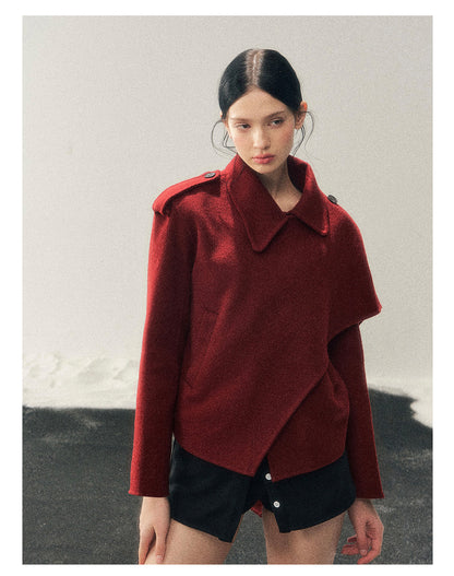 少也眼 “She Hears the Snow Thaw” British-Style Double-Faced Wool Blazer Coat