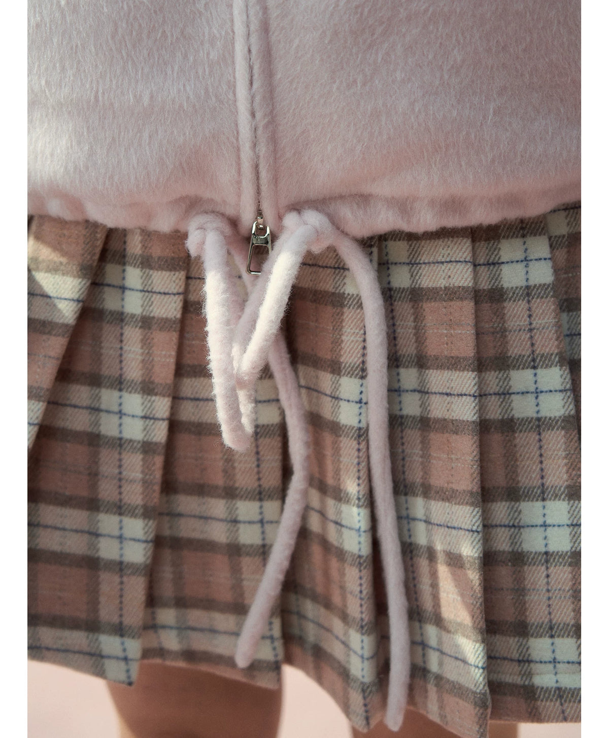 SunsetPark - "Warm Winter Days" Faux Fur Collar Wool-Blend Top Coat (Gray / Pink)