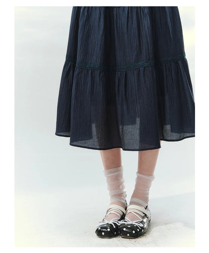 “Letter from Sea Isle” White & Navy Sailor Collar Blouse and Tiered Skirt Set
