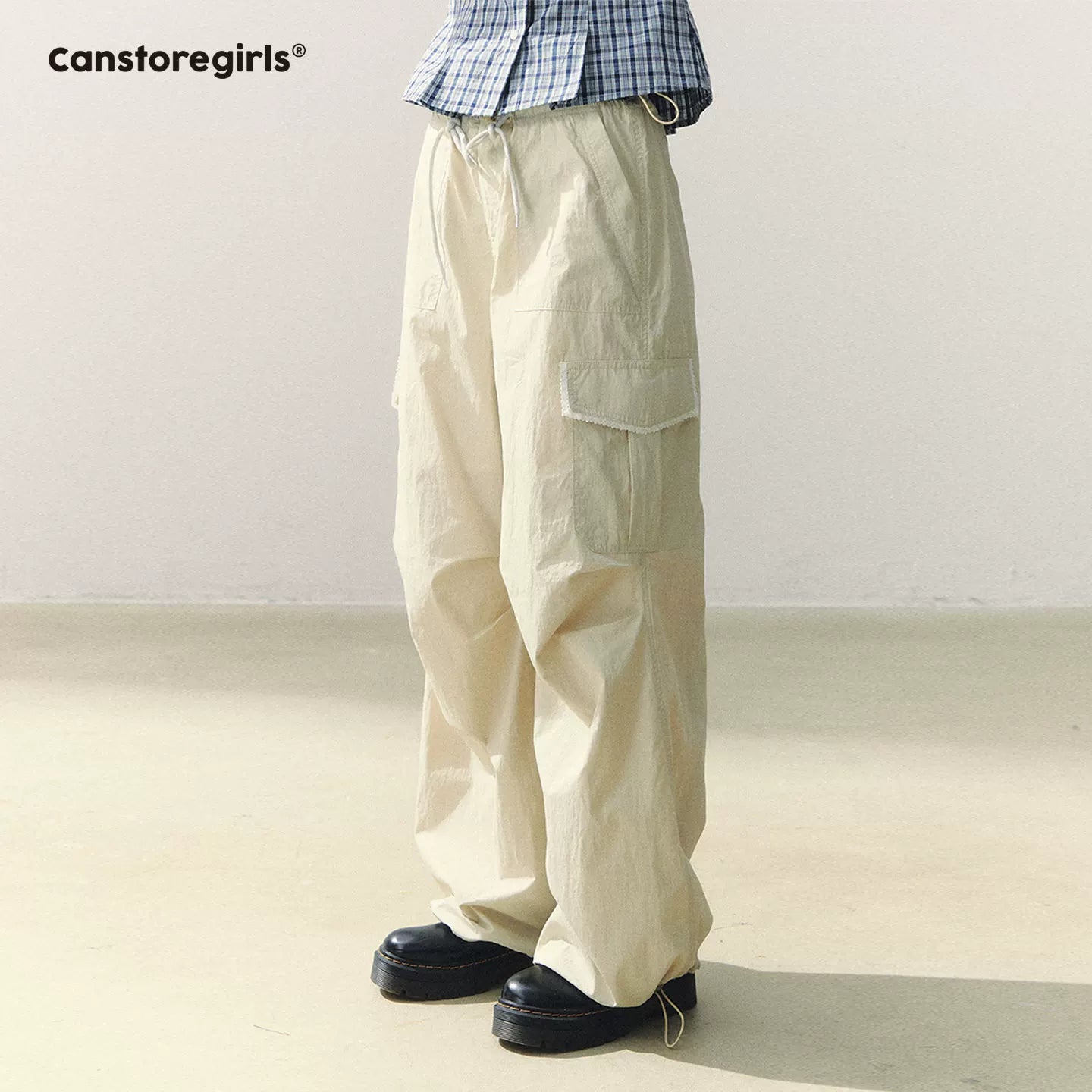 "Pink Haze Stroll" Sweet Utility Wide-Leg Cargo Pants LL2026061