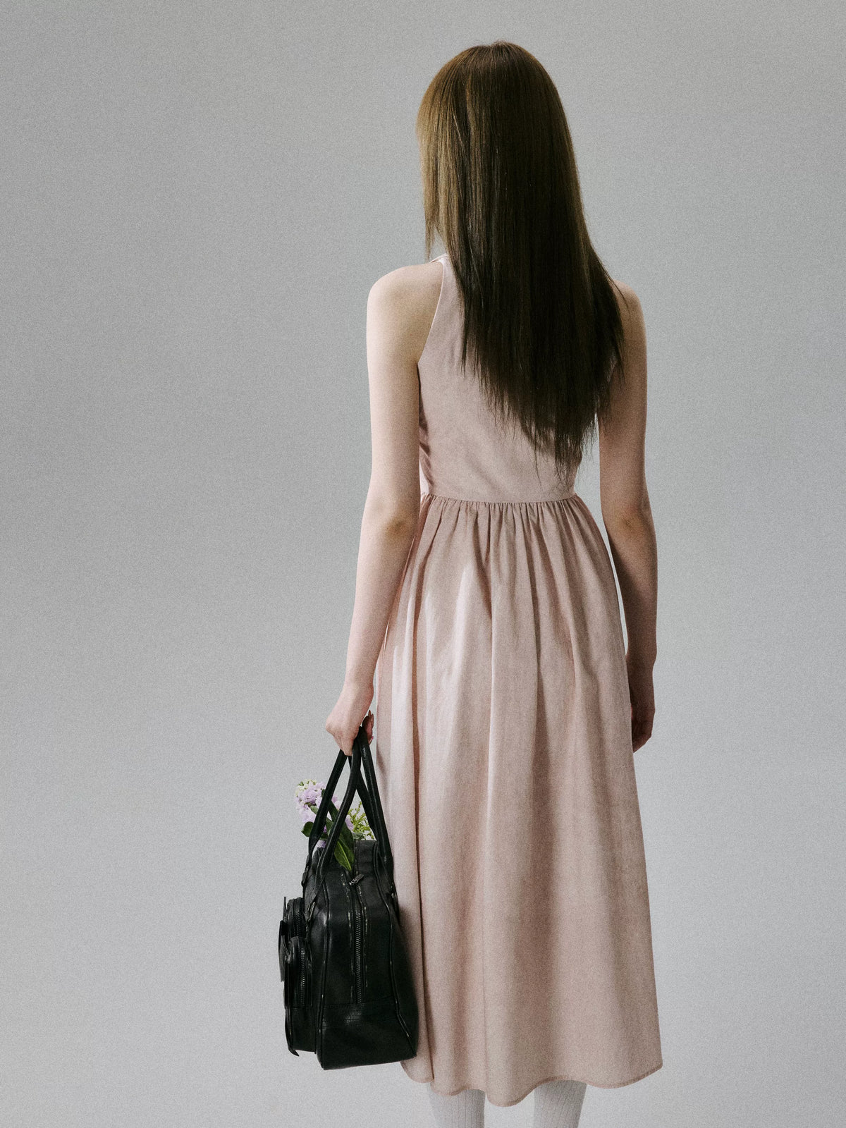 LOST FOREST - Cinnamon Pink Lyocell-Cotton Halter Maxi Dress