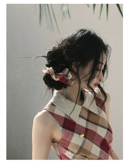 "Sunset by the Shore" Vintage Red Plaid Polo Mini Dress 358648564