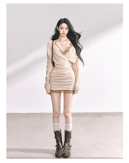 少也眼 “Cinnamon Lace Reverie" Fitted Dress Set 56589377878