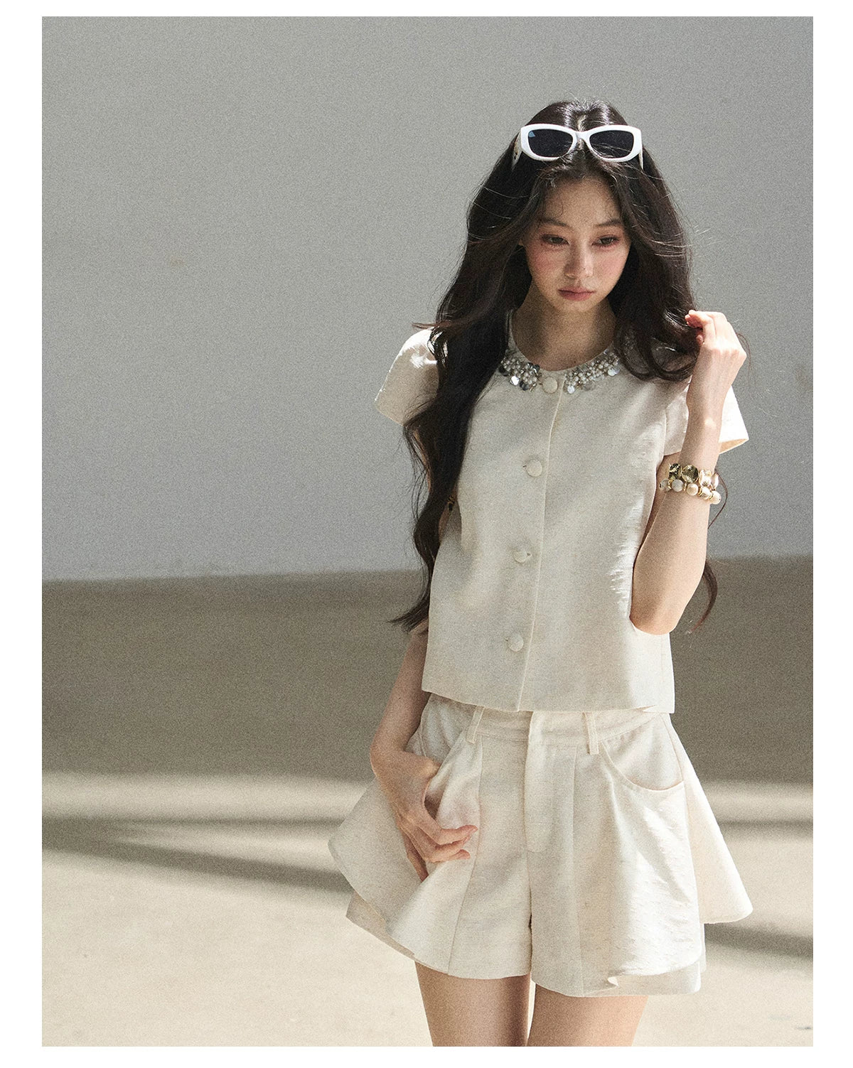 "Summer in the Sunlight" Dutch Cream Tweed Two-Piece Set