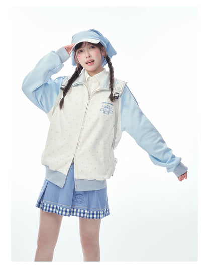 "Spring Breeze" Blue & White Polka Dot Track Jacket