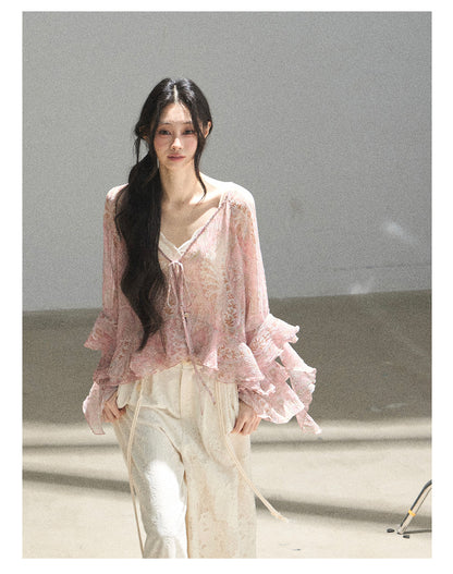 170726 "A Place Where Softness Rests" Lotus Mauve Ruffle Tie-Front Cover-Up Cardigan