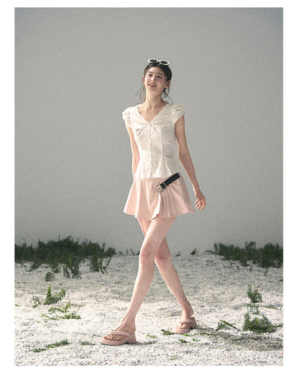 “Untouched Ivory” Pure White Lace Puff Sleeve Blouse