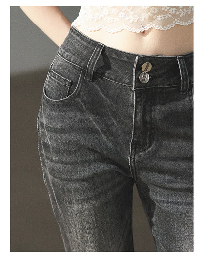 AOMALM - “Her Shoreline” American Vintage Slim Flare Jeans (Rock Black / Vintage Blue)