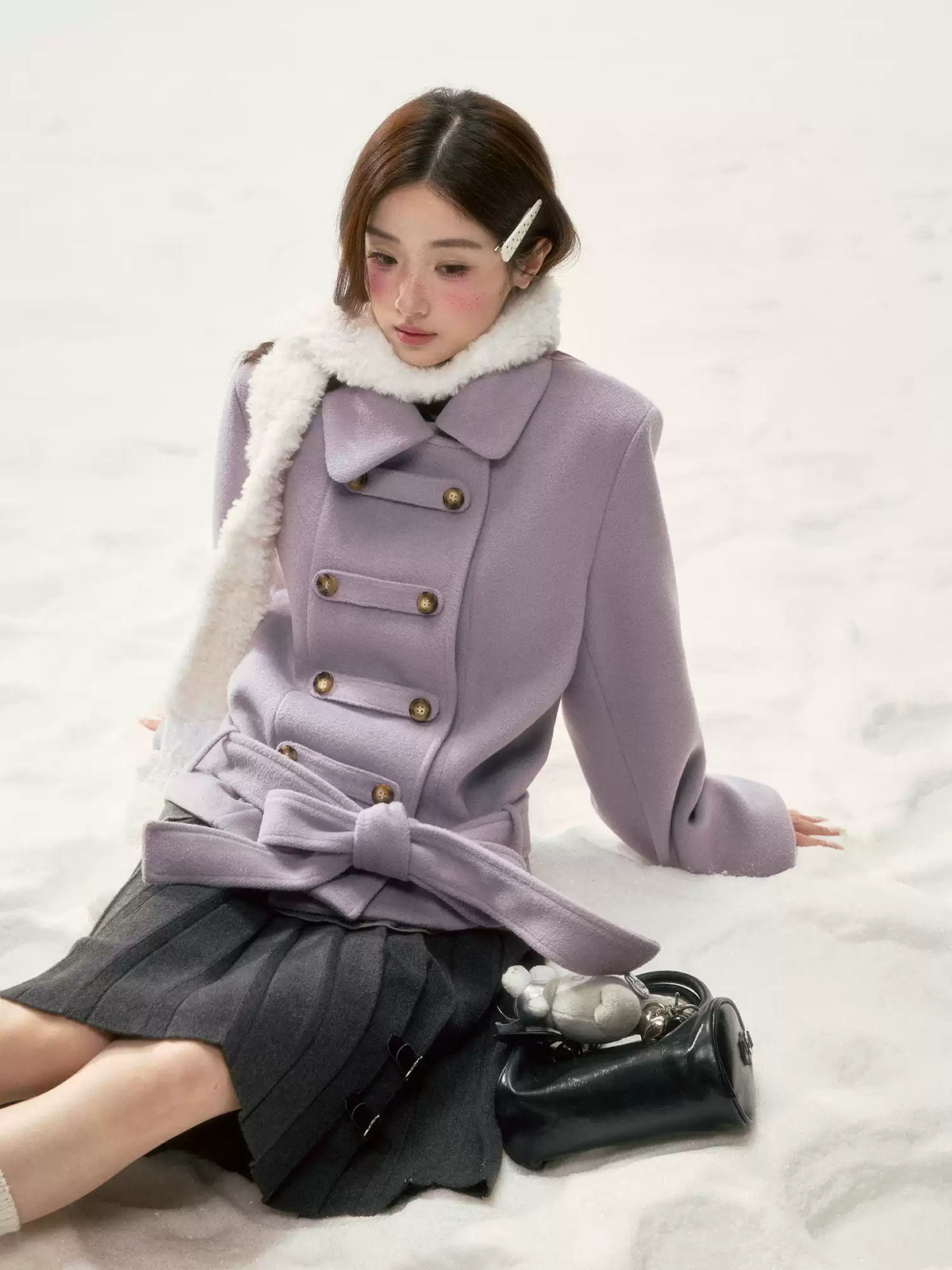 BIBIBENCY - Purple Napoleon Wool-Blend Coat