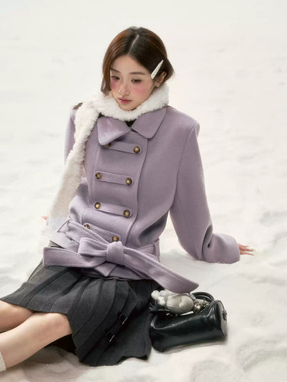 BIBIBENCY - Purple Napoleon Wool-Blend Coat