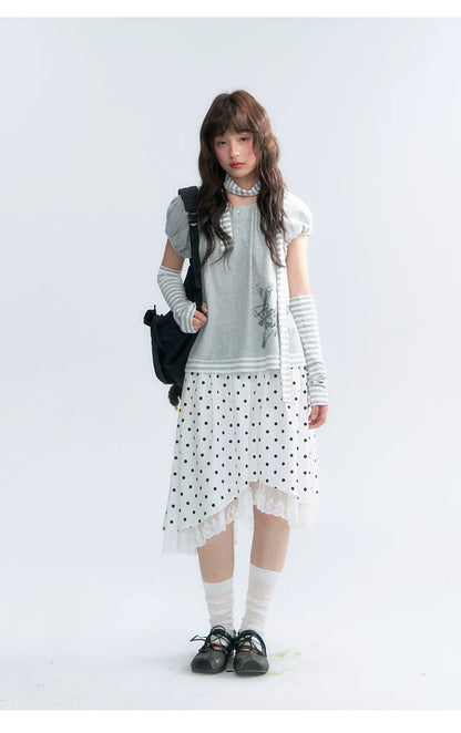 "Starlit Sketch" Heather Gray Graphic Knit T-Shirt