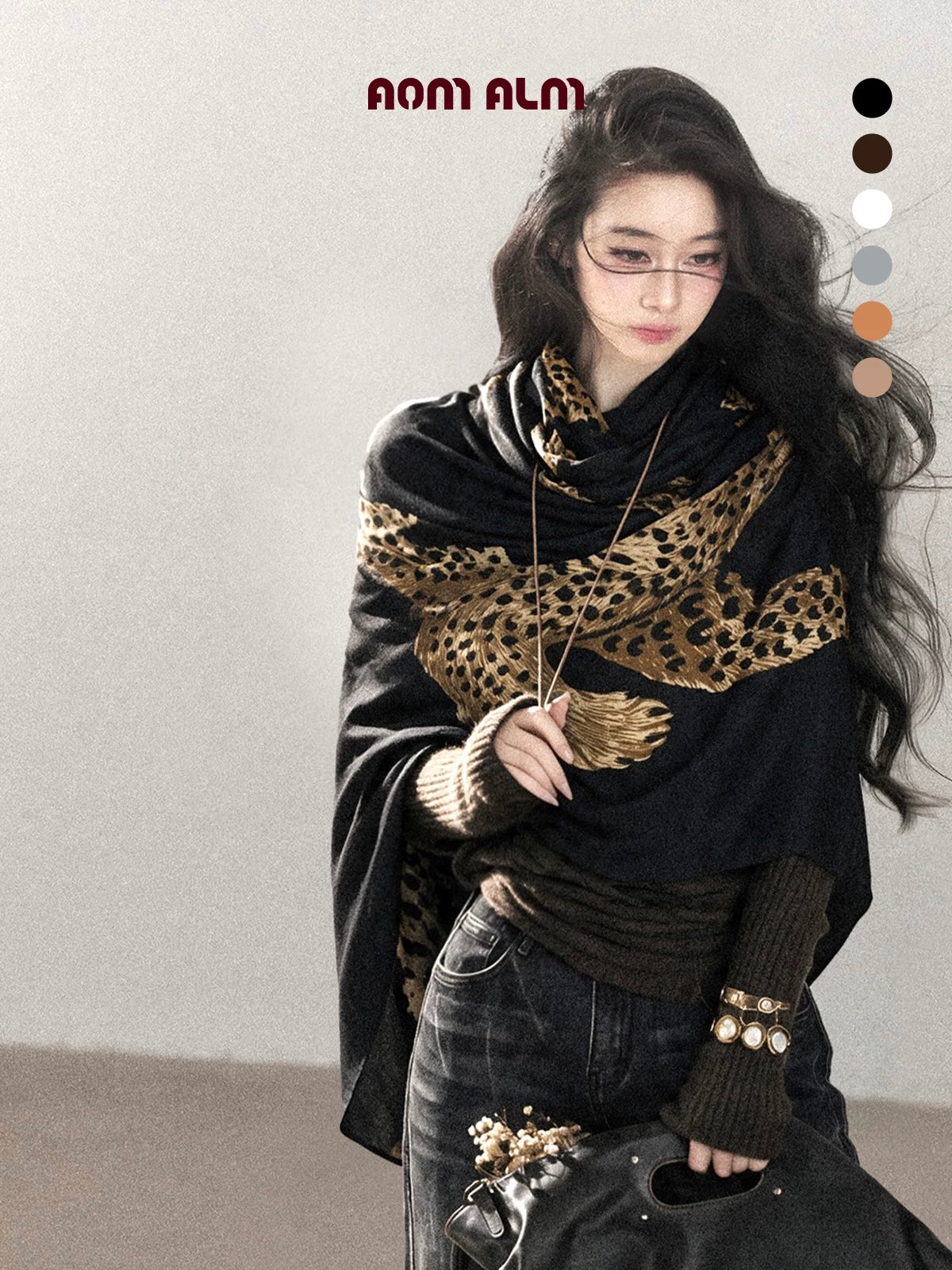 AOMALM - Korean-Style Leopard Print Shawl Scarf
