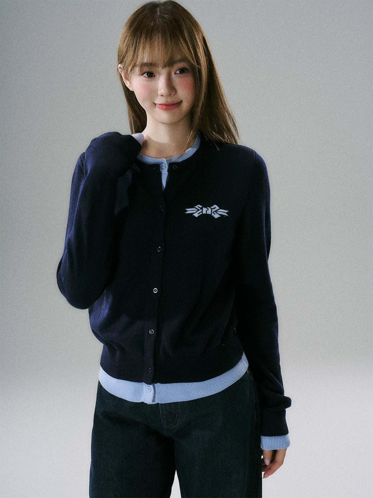 LOST FOREST - Blue Bow Layered Cardigan