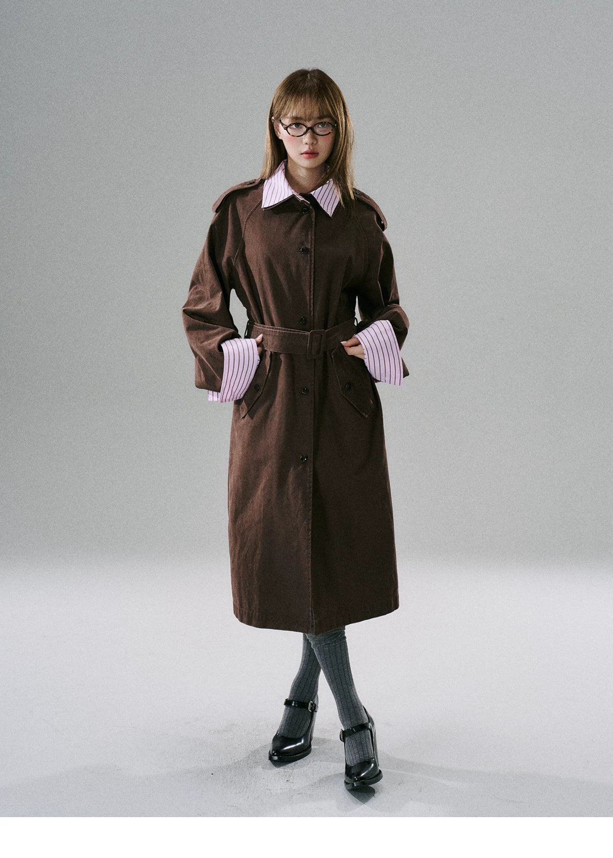 LOST FOREST - Red Brown Washed Cotton Detachable Trench Coat