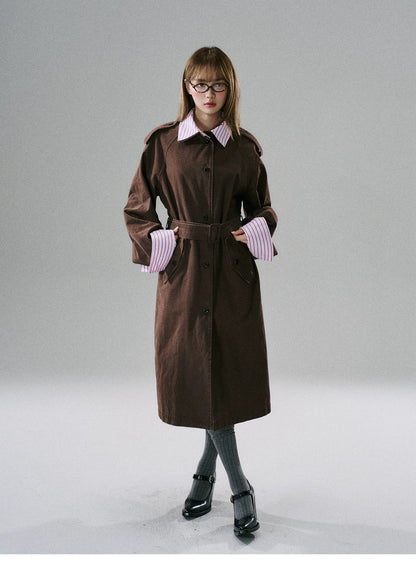 LOST FOREST - Red Brown Washed Cotton Detachable Trench Coat