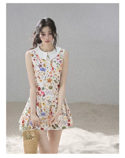 "Fallen Petals" Fleur White Floral Mini Dress