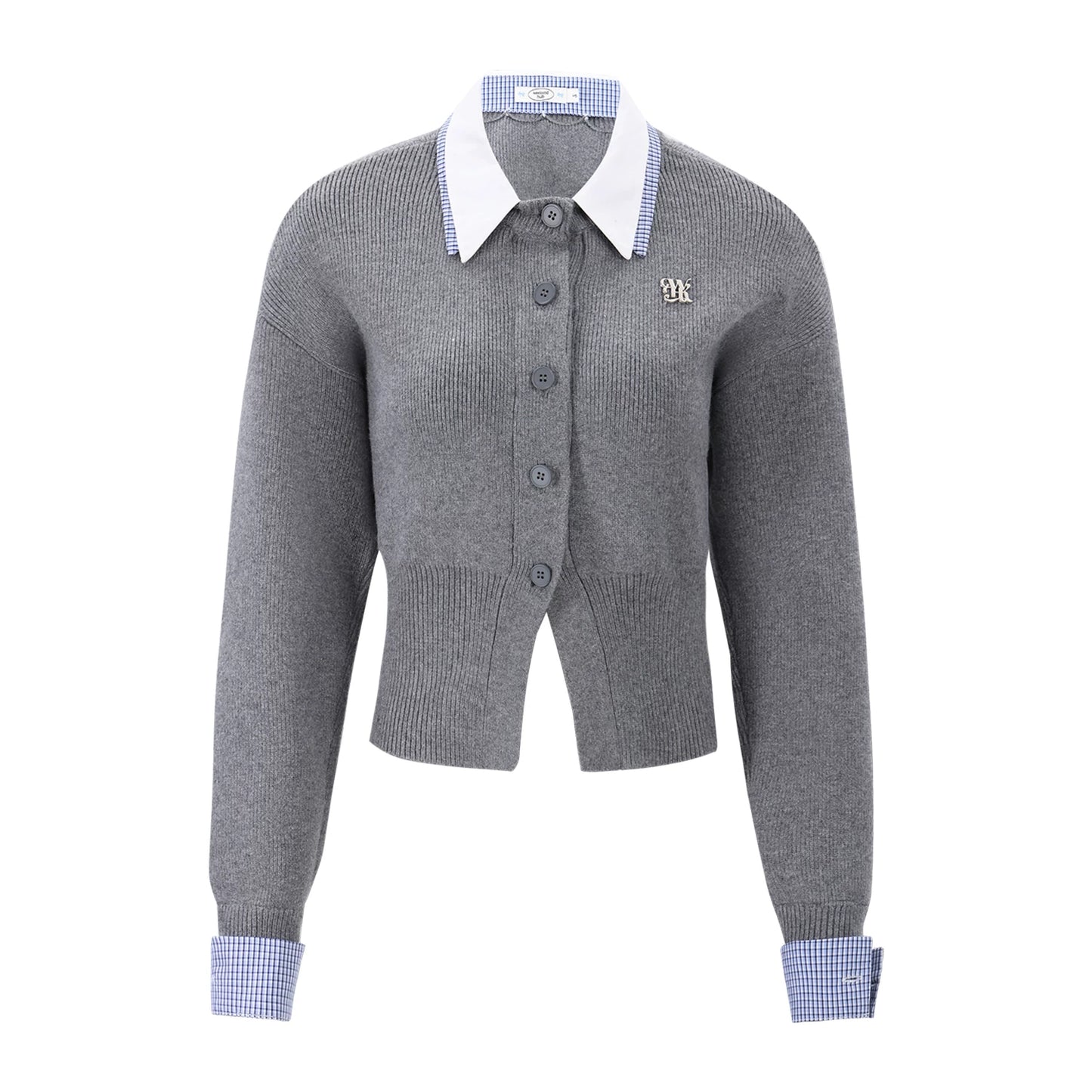 "Campus Arrival" Gray Layered Knit Sweater
