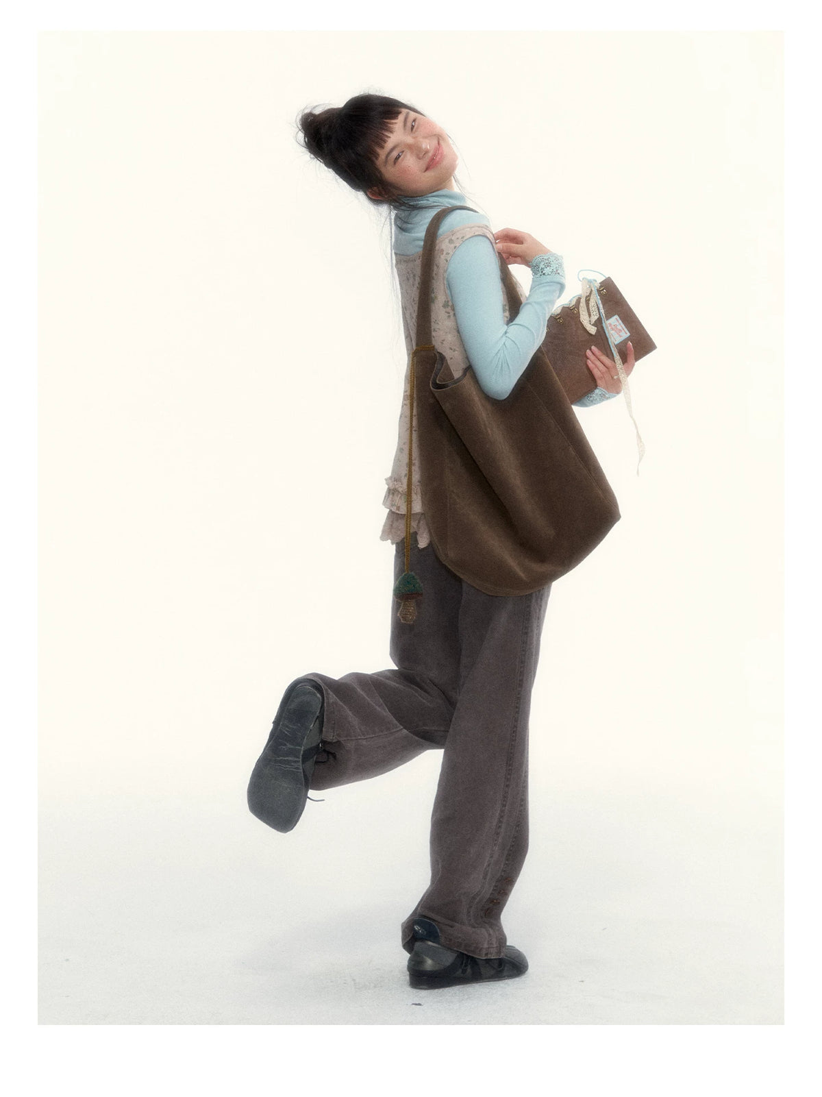 "A Season Called Autumn" Coffee Brown Vintage Washed Wide-Leg Utility Pants
