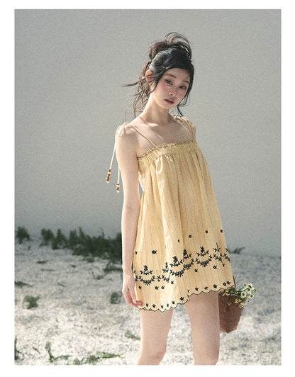 “Ripples Along the Hem” Butter Yellow Reversible Babydoll Dress