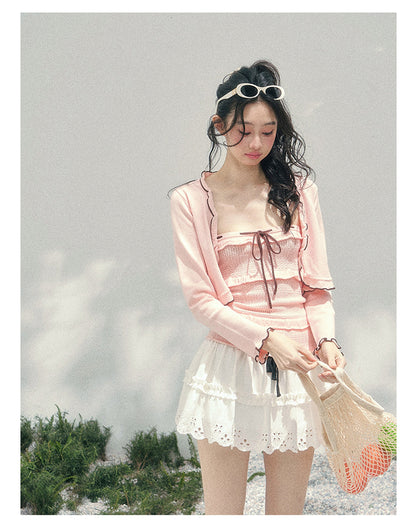 “Passing Through Her Dream” Knit Cardigan & Tube Top Set