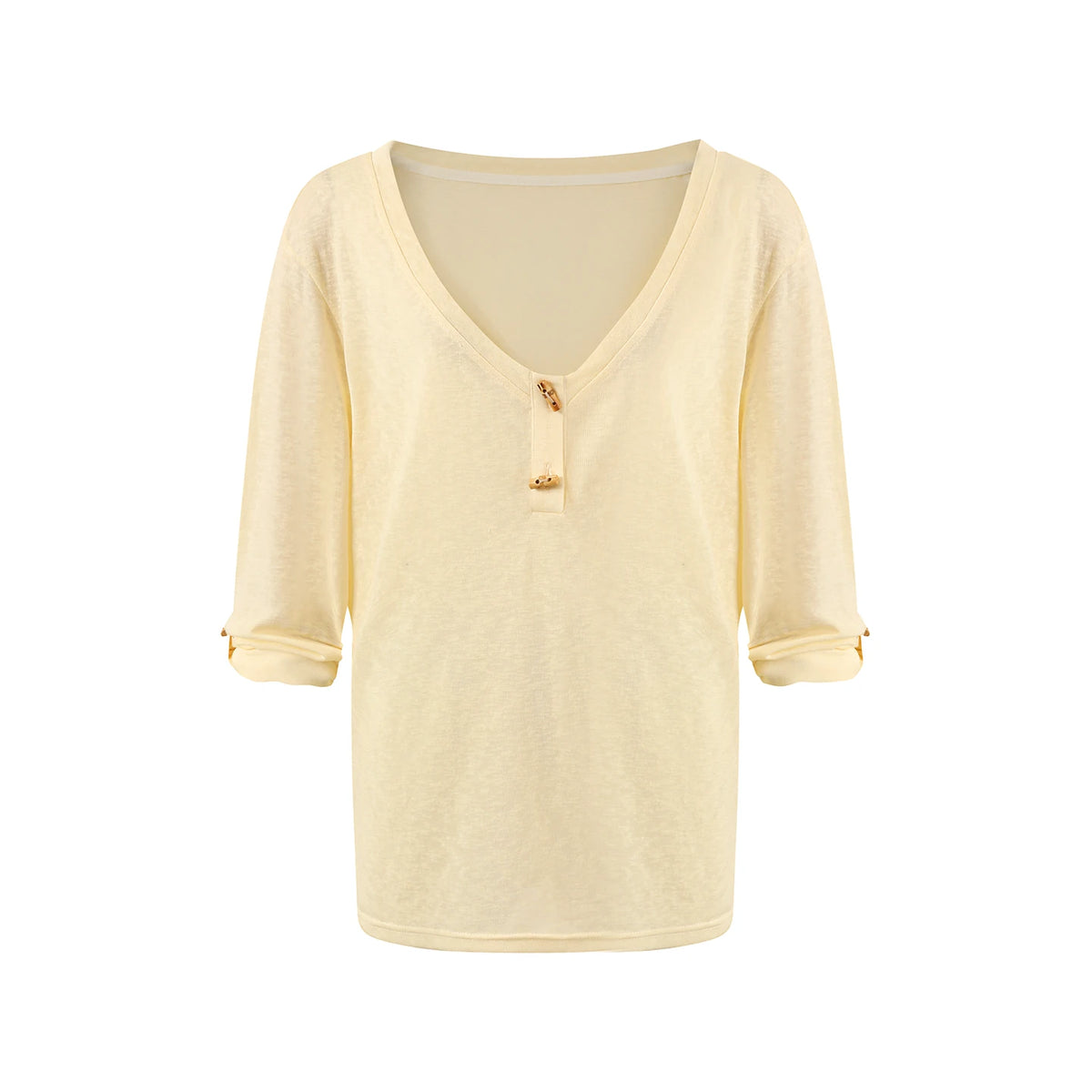 JN's DESIGN - Tencel V-Neck Layered Cami Set with Wood Buttons