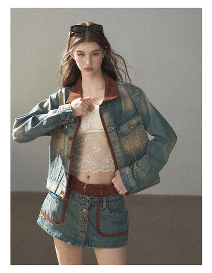 170726 "Closer to the Sun" Vintage Blue Denim Jacket & Skort Set