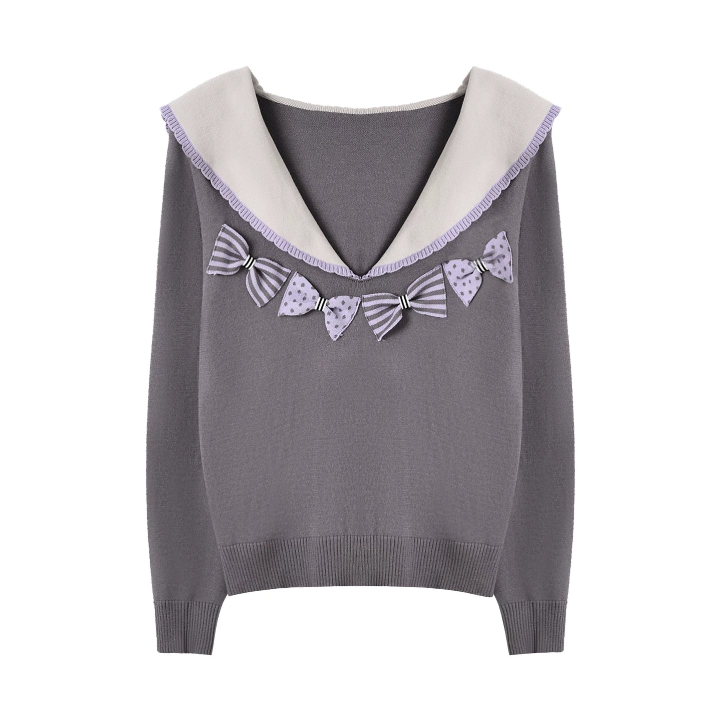 "Sage Whisper" Ethereal Layered Collection (Sailor Knit Sweater / Pleated Midi Skirt / Mesh Overlay Skirt)