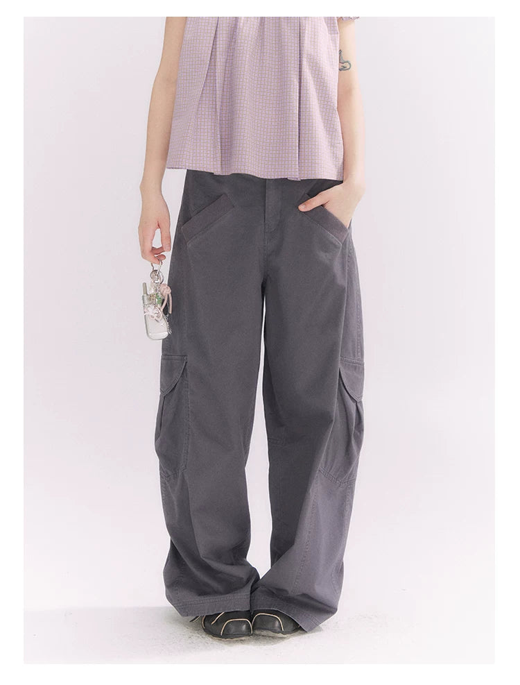 “Pear Shape Genius” Dusty Mauve Washed Cotton Cargo Pants