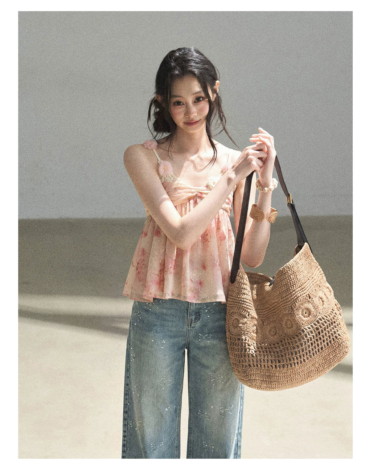 "Passing Through Your Summer" Cinnamon Pink Lace Babydoll Cami