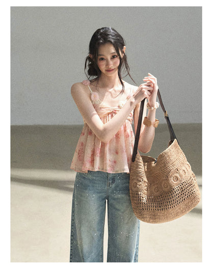 "Passing Through Your Summer" Cinnamon Pink Lace Babydoll Cami