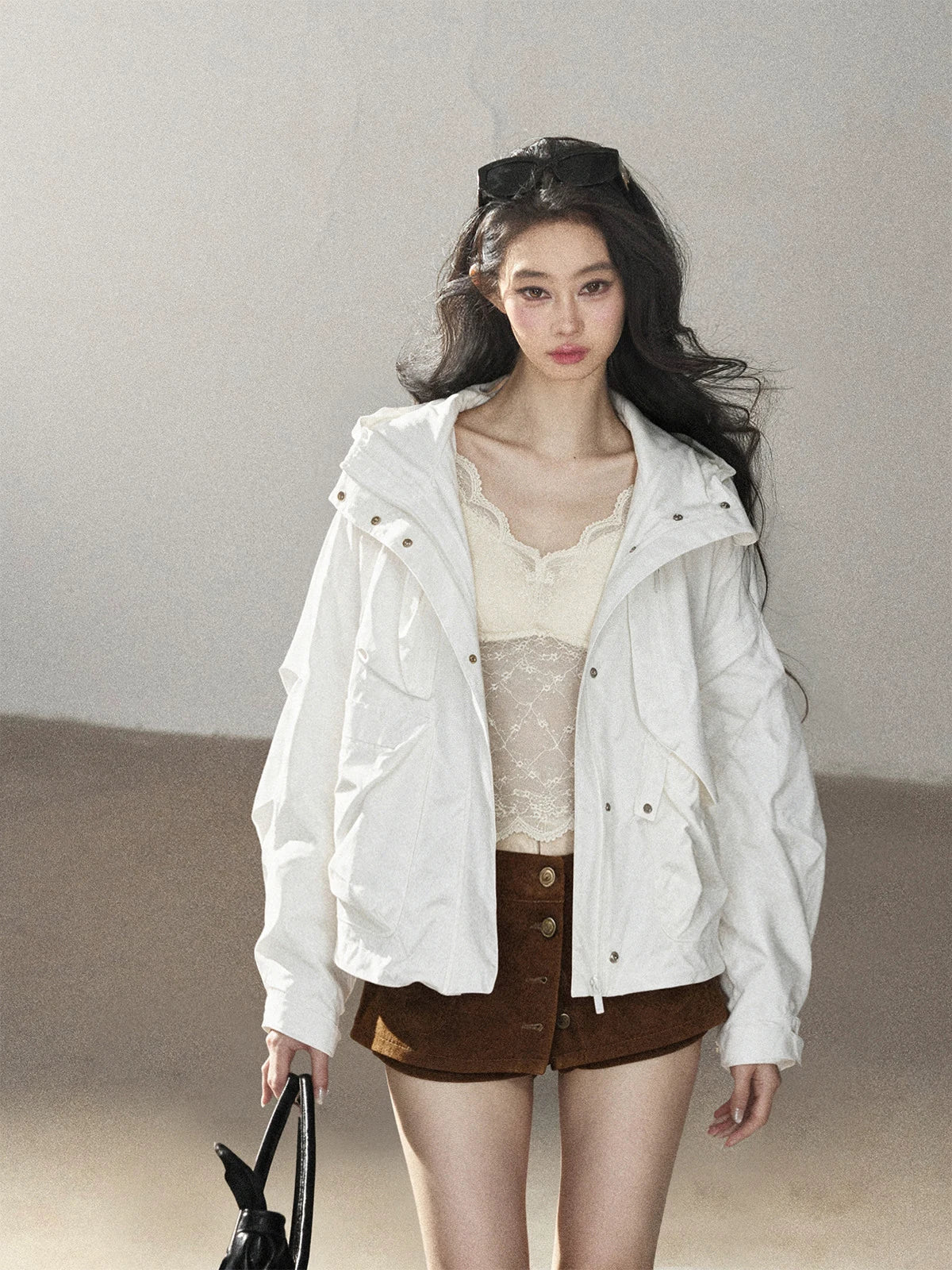 AOMALM - "Where the Wind Rests" Frost White Korean Utility Outdoor Hiking Jacket