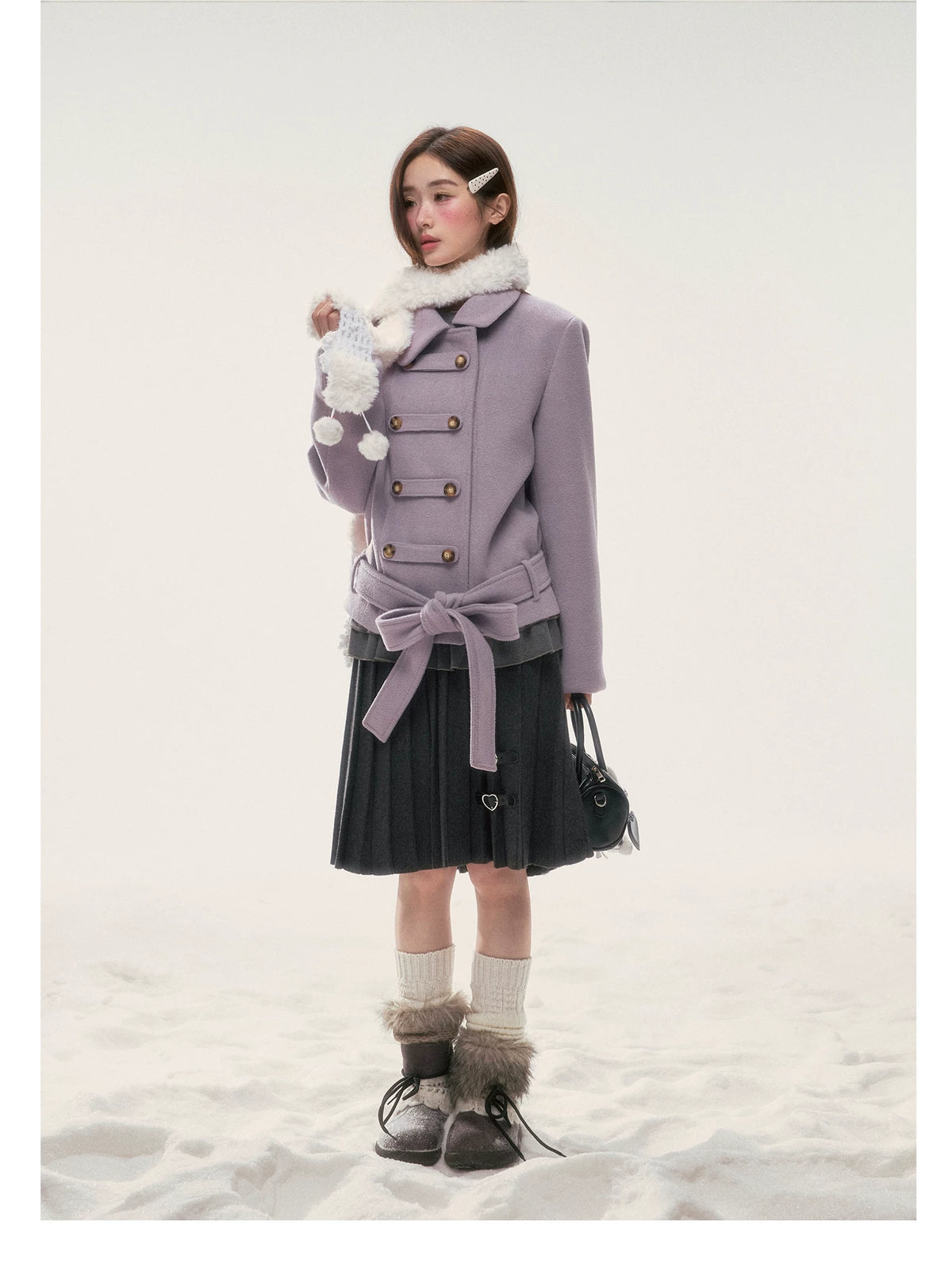 BIBIBENCY - Purple Napoleon Wool-Blend Coat