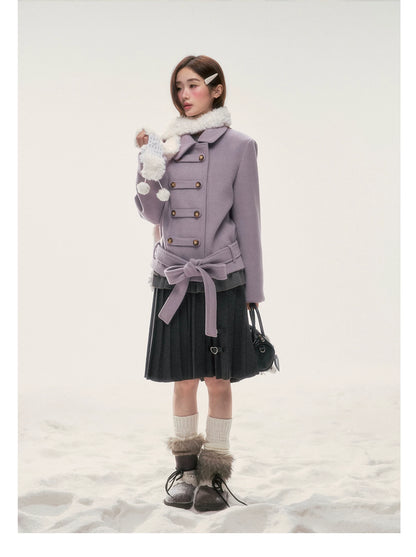 BIBIBENCY - Purple Napoleon Wool-Blend Coat