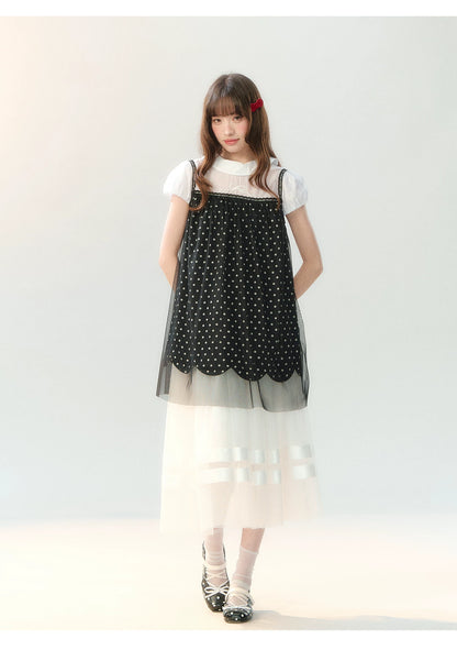 "Black Tulle Reverie" Polka Dot Puff Skirt Set PP2026227
