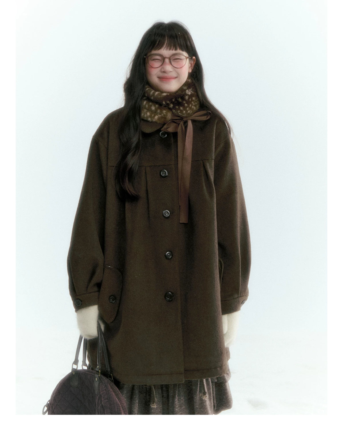 Horridale - [FREE GIFT] Vintage Bow-Tie Faux Fur Collar Scarf (Cream White / Brown)