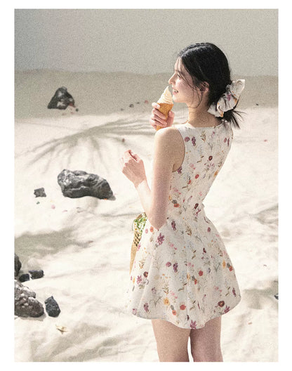 "Chamomile Summer" Dutch Cheese Floral Lace Pinafore Mini Dress 46345
