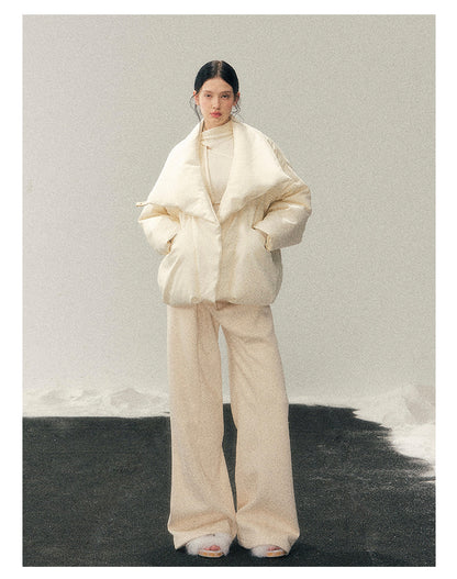 040126 "The Fluffiness of Snow" Down Jacket - Creamy Apricot White