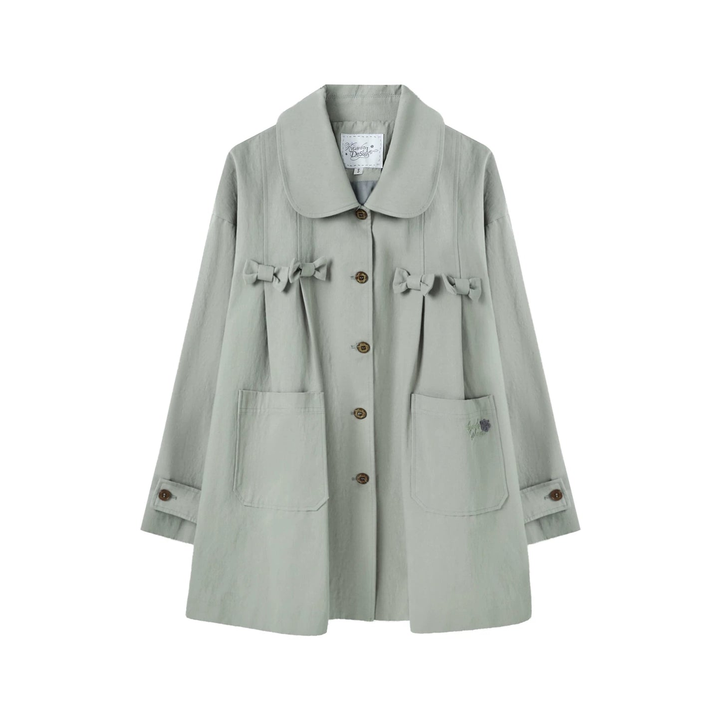 "Sage Whisper" Layered Trench Collection (Round Collar Coat / Knit Top / Polka Dot Cami / Plaid Skirt)
