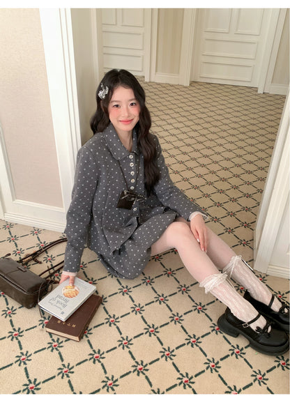 [[RF] “Starlit Twilight” Gray Star Print Bubble A-Line Mini Skirt