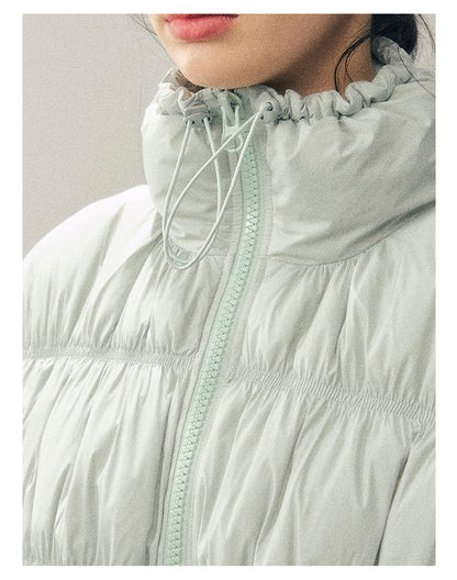 少也眼 “She Gazes at the Snow” White Duck Down Cropped Jacket - Haze Blue